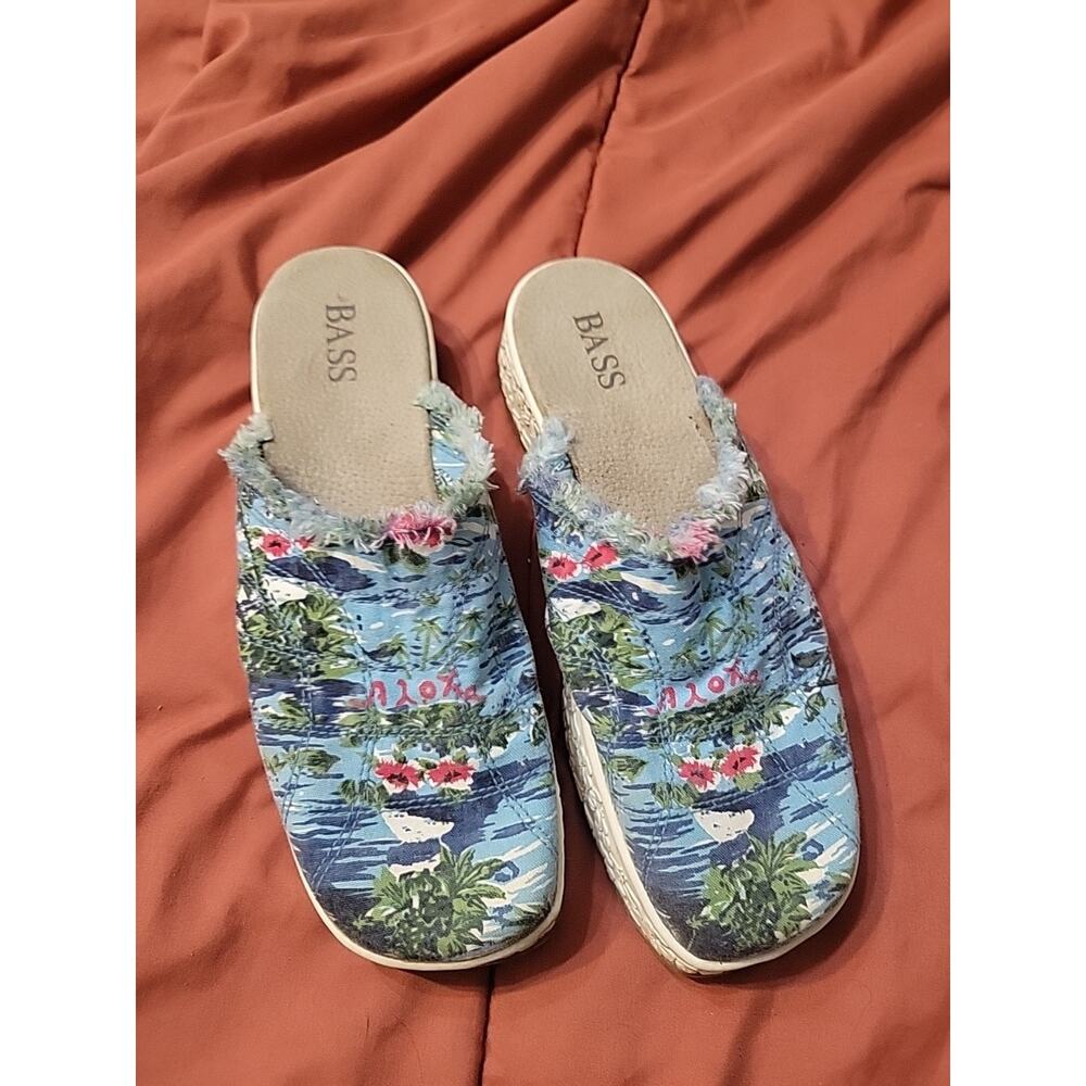 BASS Y2K Leshia Vintage Floral Distressed Chunky Platform Mules Clog Sandals 10m